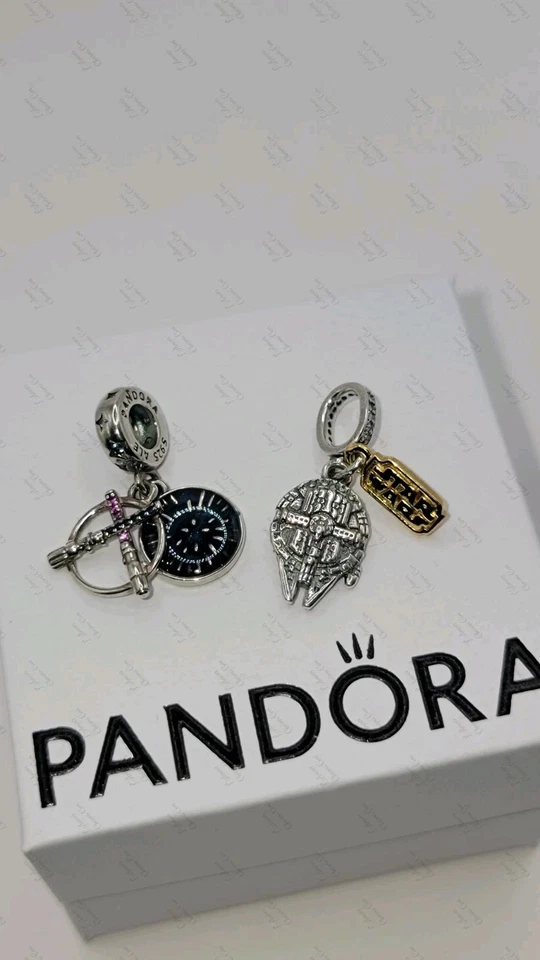 Authentic Pandora Star Wars Charms Set Millen Falcon & Lightsaber Duel w/Box D51 - Image 4 of 4
