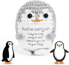 Vicloon Lustige Gestrickte Pinguin-Puppe Mit Karte, Viel Glück & Positive Umarmu