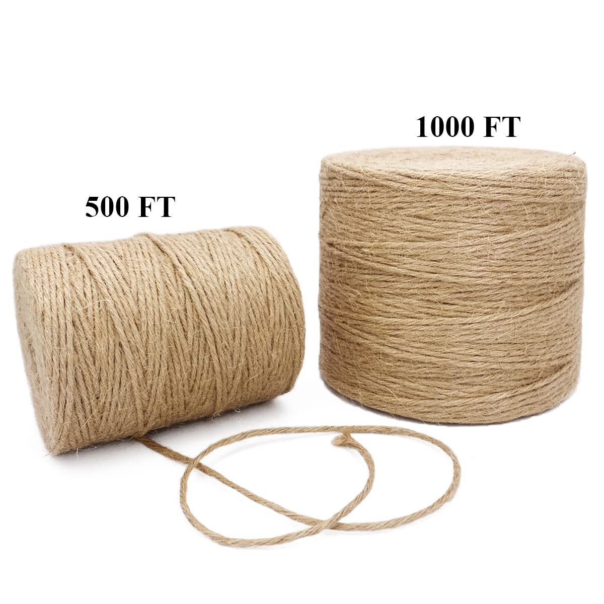 500FT Jute Twine Rope 3mm Natural Thick Garden Twine String Heavy Duty for Ga...