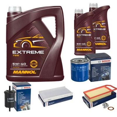 BOSCH Inspektionspaket 7 L MANNOL Extreme 5W-40 für Peugeot 407 SW 2.0 2.2