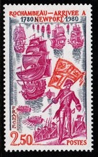 FRANCE SG2375 1980 ROCHAMBEAU S ARRIVAL AT NEWPORT, RHODE ISLAND MNH