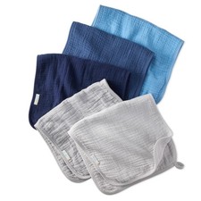 Butterblu Riley - Crinkle Burp Cloths, 5 Pack Muslin Burpcloths for Newborn Girl