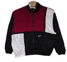 Vintage 90s Nike Colorblock Windbreaker Men's Size XXL Maroon White Black EUC