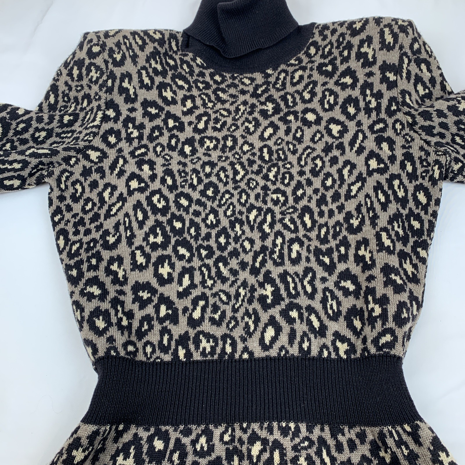 Vtg Valentino V Studio In Italy 100% Wool Knit Leopard Print 80s Women 8 Rare thumbnail 12