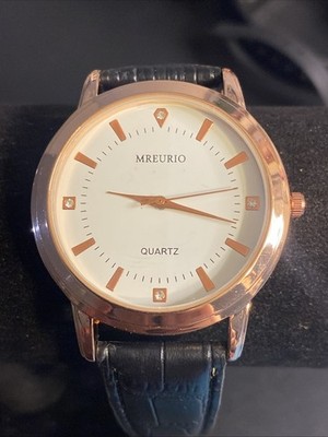Beautiful LARGE FACE Rose Gold tone MREURIO EET8599G-RG men's watch New Battery