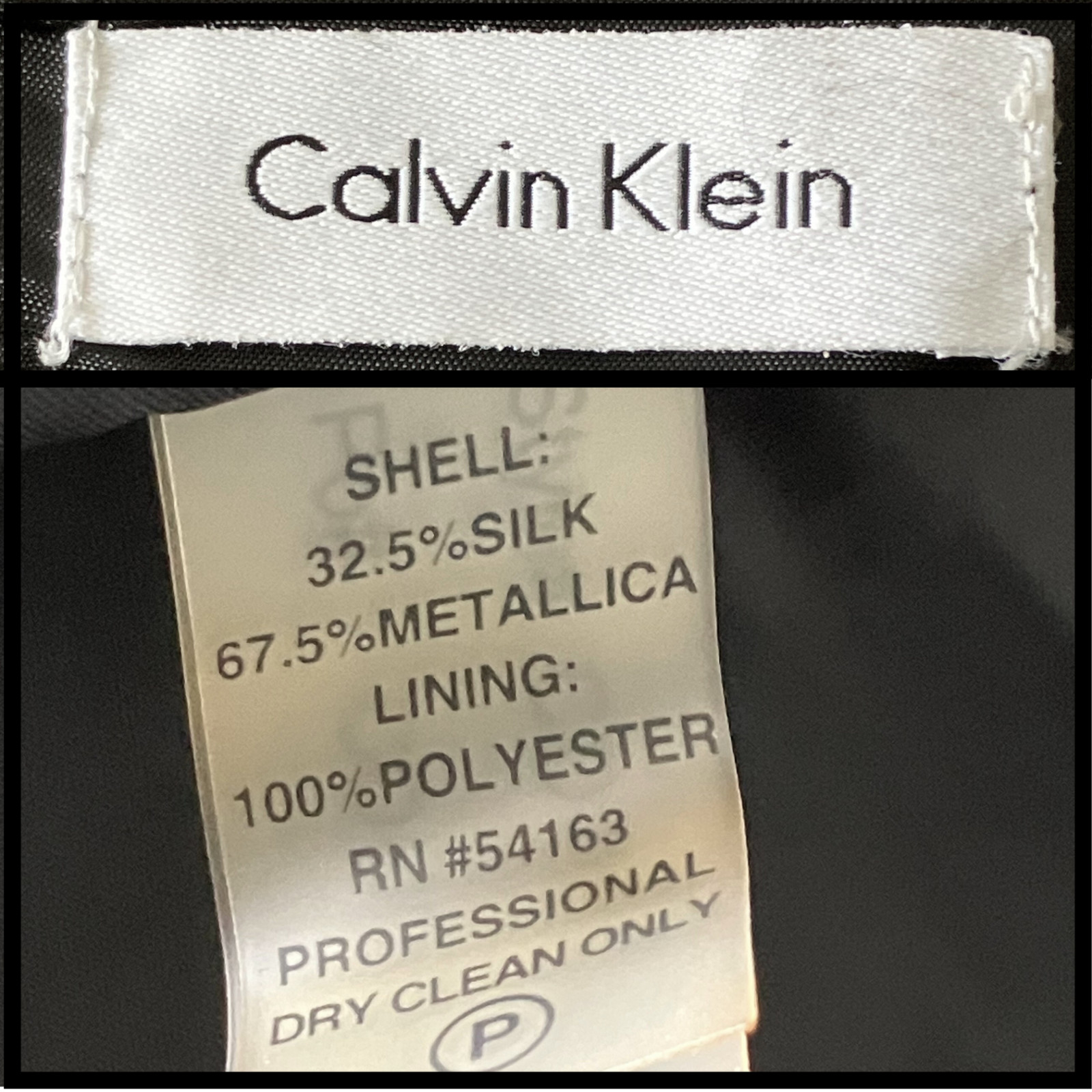 Calvin Klein Silk Blend Gunmetal Metallic Party Dress. L/XL Babydoll Cocktail thumbnail 11