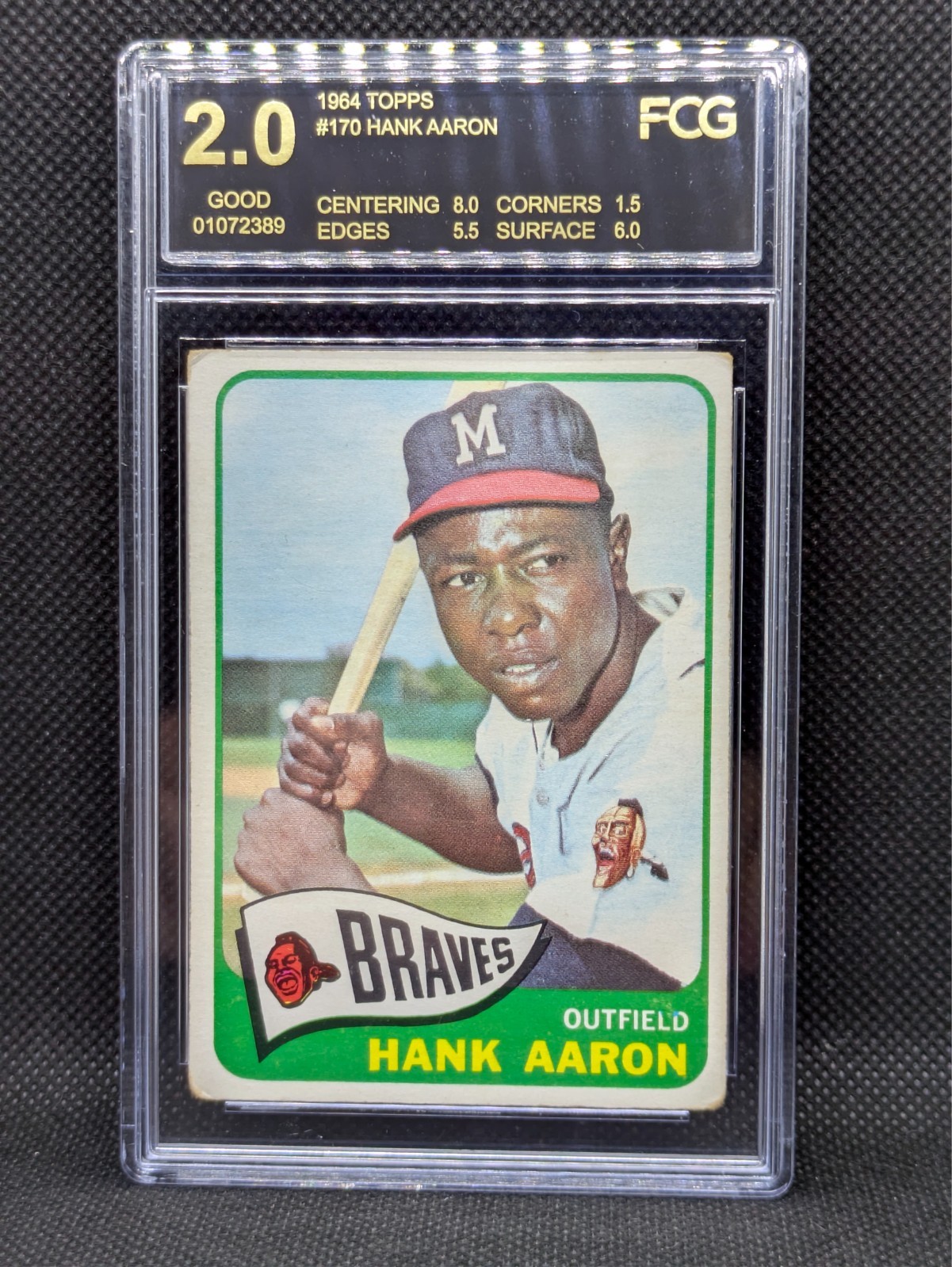 1965 TOPPS  HANK AARON 170 PSA 2  MILWAUKEE BRAVES