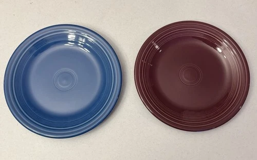 Fiestaware Homer Laughlin Blue And Plum Dinner Plates 10 1/2” Set Of 2 Lead Free
