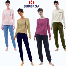 Pigiama donna in cotone estivo fresco SUPERGA manica lunga e pantalone lungo
