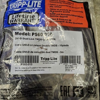 Lot of 2x Tripp Lite DVI-D Dual Link Digital and Analog Monitor Cable 10ft