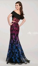 Exc Ellie Wilde Mon Cheri 2-Piece Prom Dress Ombre mermaid Sweep Train Sz 12