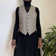 Vintage Herringbone Tweed Waistcoat Tailored Vest