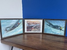 Vintage Boeing 747 Lithograph & WW2 Airplane Framed Art Trio (1974) PIE *Pride