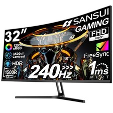 SANSUI 32 Inch Curved 240Hz Gaming Monitor High Refresh Rate, FHD 1080P Gamin...