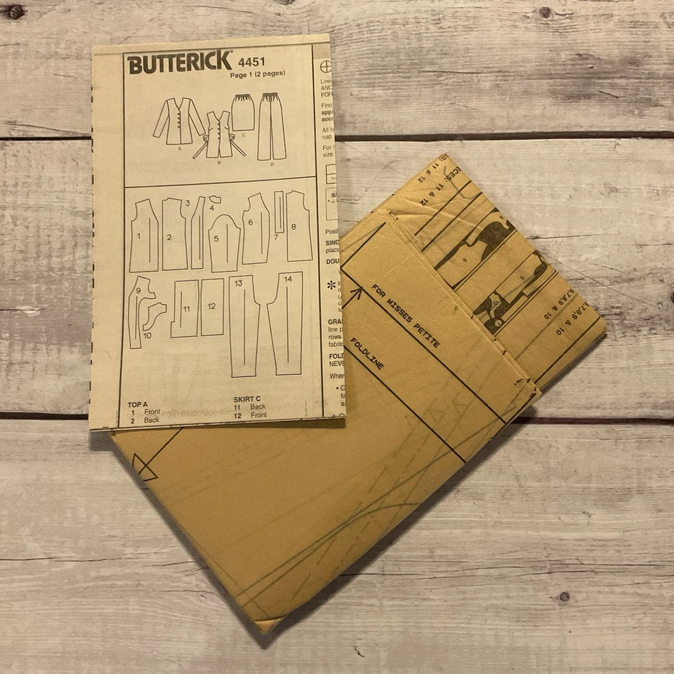 Butterick 4451 Sewing Pattern Skirt Pants Jacket Vest Wardrobe Size XS-M UNCUT - Image 3 of 4