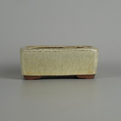 Japanische Bonsaischale Tokoname Yozan Eimei glasiert rechteckig 11cm - BP1789