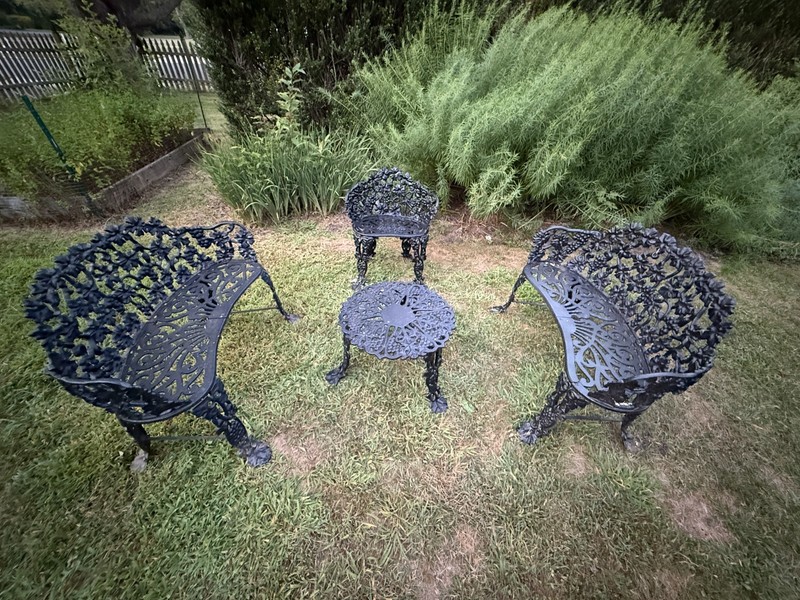Vintage Cast Iron grape Vine Leaf black Patio Set 4 pcs Settee/Bench chair
