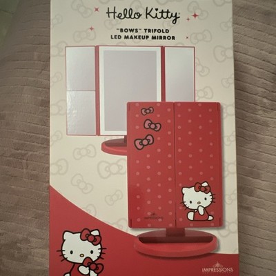 Impressions Vanity Hello Kitty Bows Trifold LED Mirror Magnifying Adjustable Red