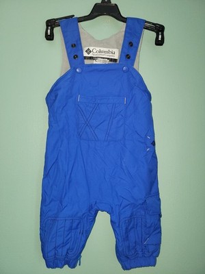 BOYS COLUMBIA SANTA PEAK BLUE GRAY FLEECE LINED SNOW SKI PANTS BIBS OVERALLS 6 M