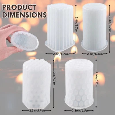 MARKENLOS 4er Set 3D Silikonform Kerzenform DIY Kerzengießen Seifen Form Kerzen Gießform