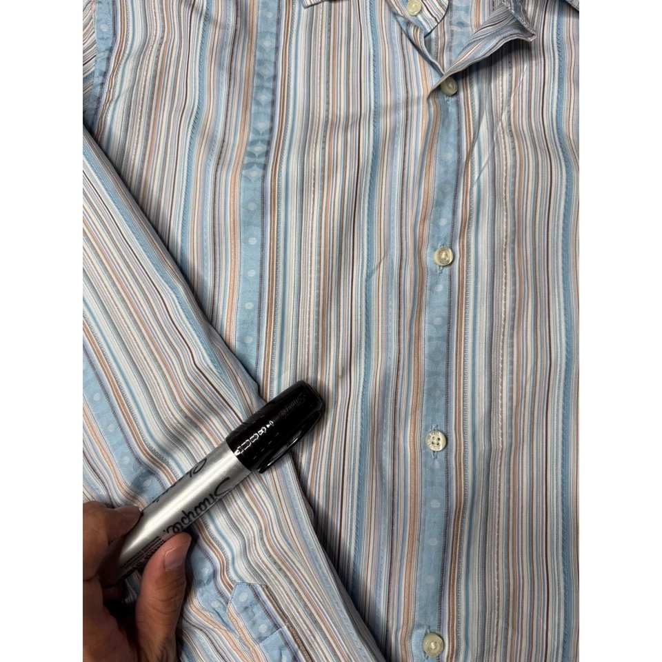 Vintage Banana Republic Mens 16-16.5 Long Sleeve Striped Dress Shirt - Image 4 of 4