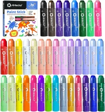 Tempera Paint Sticks, 36 Colors Washable Paint Sticks Including 12 Vibrant Color