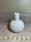 Vintage Milk Glass Hobnail Round Bud Vase with a small mouth 5 inches tall