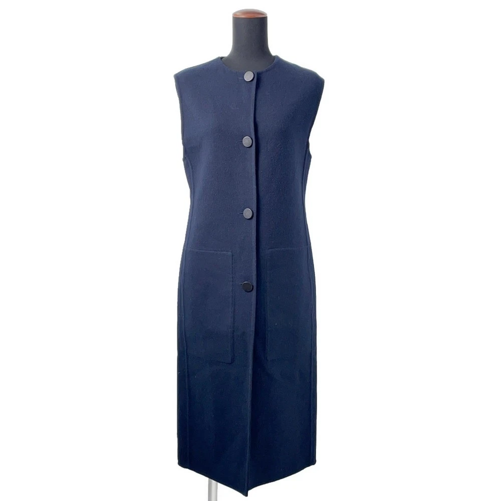 Hermes — HERMES Long gilet Size 34 Cashmere100% Navy