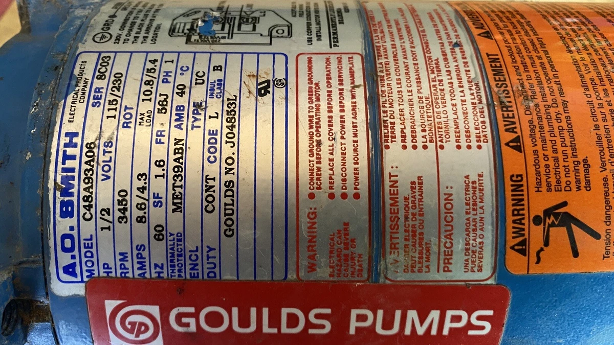 GOULDS 1/2 HP 120v / 230v Well Pump Motor Only | eBay