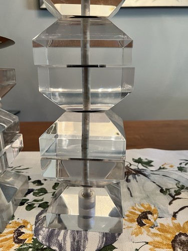 2 Shlomi Haziza Lucite Stacked Candle Holders Karl Springer Style - Picture 3 of 19