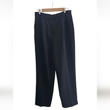 Casual Corner 100 Pure New Wool Lined Pleated Vintage Trouser Pants Black Sz 14