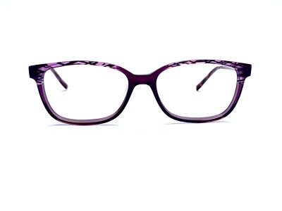VTG Morel Koali Purple Clear Striped Cat Eye Eyeglasses France 81925 50 16 135