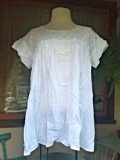 M L VINTAGE Oaxaca Tunic Top Wearable Art Mexico Huipil Blouses Handcraft White