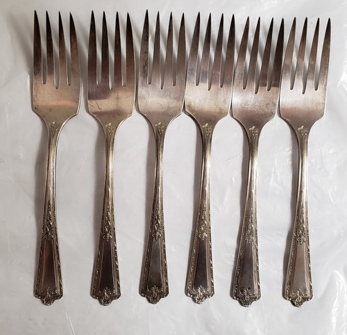 Simeon L. & George H. Rogers Co. A1+ Dessert Forks (6) Silverplate