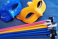 Lot of 10 Mardi Gras Carnival Masks with Wood Handles for Party Crafts