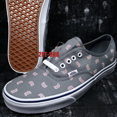 MLB BOSTON RED SOX Vans AUTHENTIC GRAY MEN'S SIZE SKATE SHOES