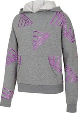 adidas Girls Allover Print Foil Fleece Hoodie Sweatshirt Purple Gray Sz XL NWT