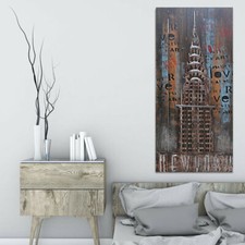 Hand Made Chrysler Building New York 3-D Wall Mont Painting Office Decor