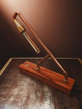 Lampada da tavolo stile vintage industrial steampunk, rame legno ulivo ottone