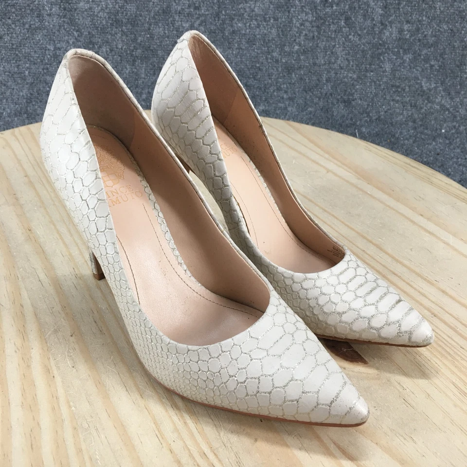Vince Camuto Heels Womens 8 M Kain Snake Embossed Stilettos Slip On Pumps White - Image 3 of 4