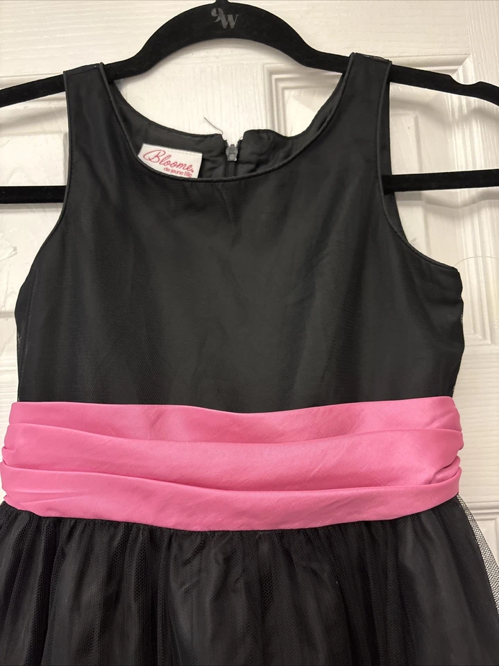 Vestido sin mangas Bloome negro rosa leopardo roseta tul nuevo sin etiquetas. Talla 8 Foto 4 de 4