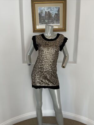 red valentino sequin dress RED VALENTINO Short Sleeves Mini Dress W/Sequins Size