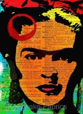 Frida Kahlo Collage Cotton Art Fabric Crazy Quilt Block FR10