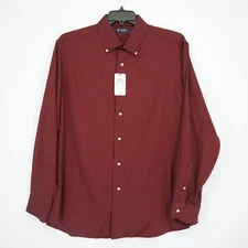 Cremieux Men's Long-Sleeve Shirt XL Red 100% Cotton New York Edition NWT $89.50