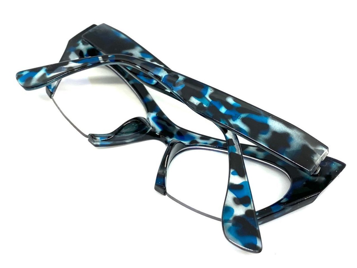 Square Cat Eye Vintage Glasses Blue Leopard Spot Frame Blue Leopard Round Glasses #4454716 | Zenni Optical main image 2