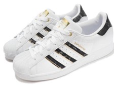 ADIDAS SUPERSTAR White/ Silver Metallic/ Core Black sz 5  Perfect Condition 