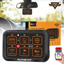 AUXBEAM RGB 6 Gang Switch Panel Electrionic Realy Control For Jeep Wrangler JK
