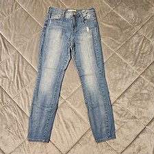 Bullhead Denim Co. Women  s 28 High Rise Skinniest Jeans - Distressed Blue Denim