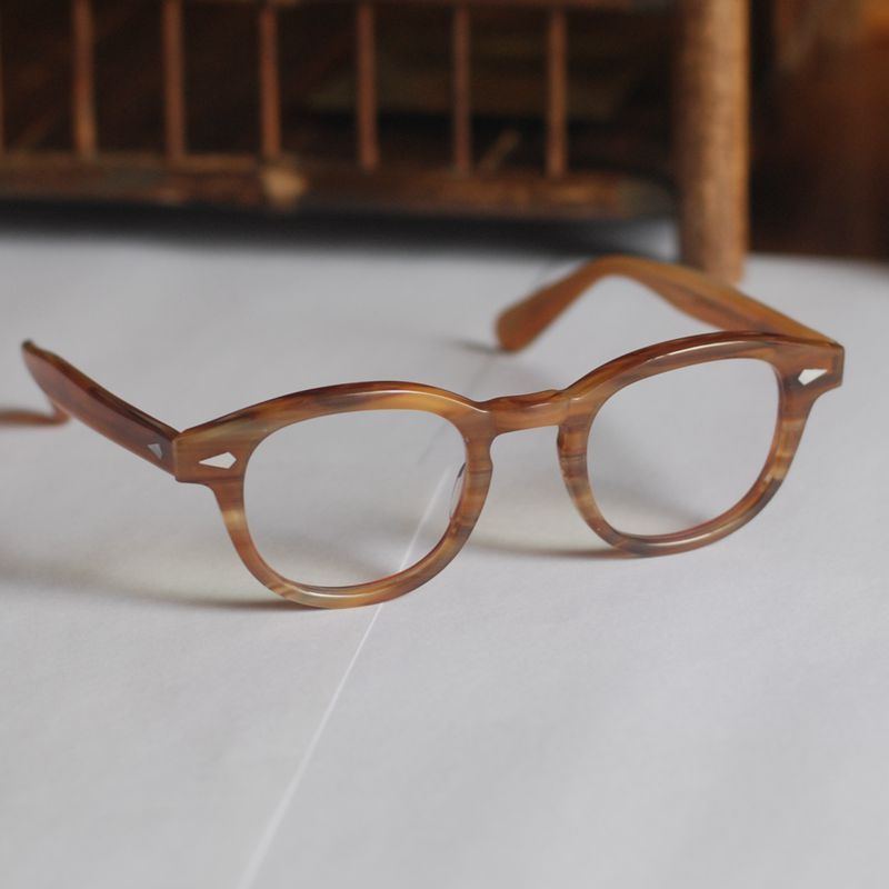 Johnny depp gold eyeglasses men's blonde acetate glasses women eyewear SMALL