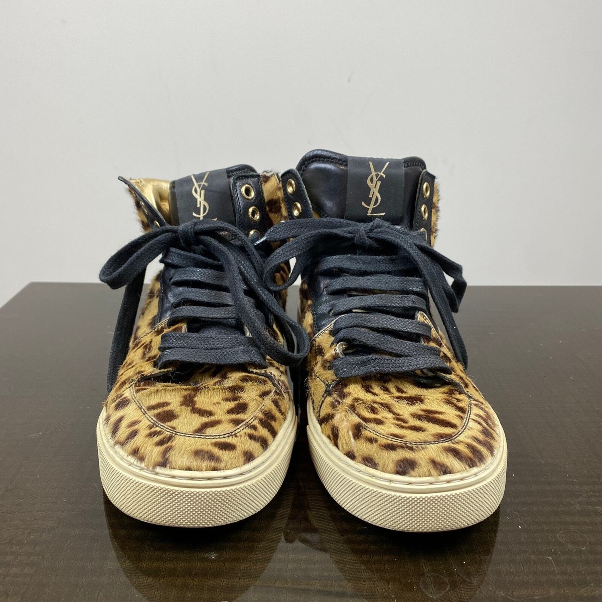 Yves Saint Laurent YSL Leopard Print Pony Hair Sneakers